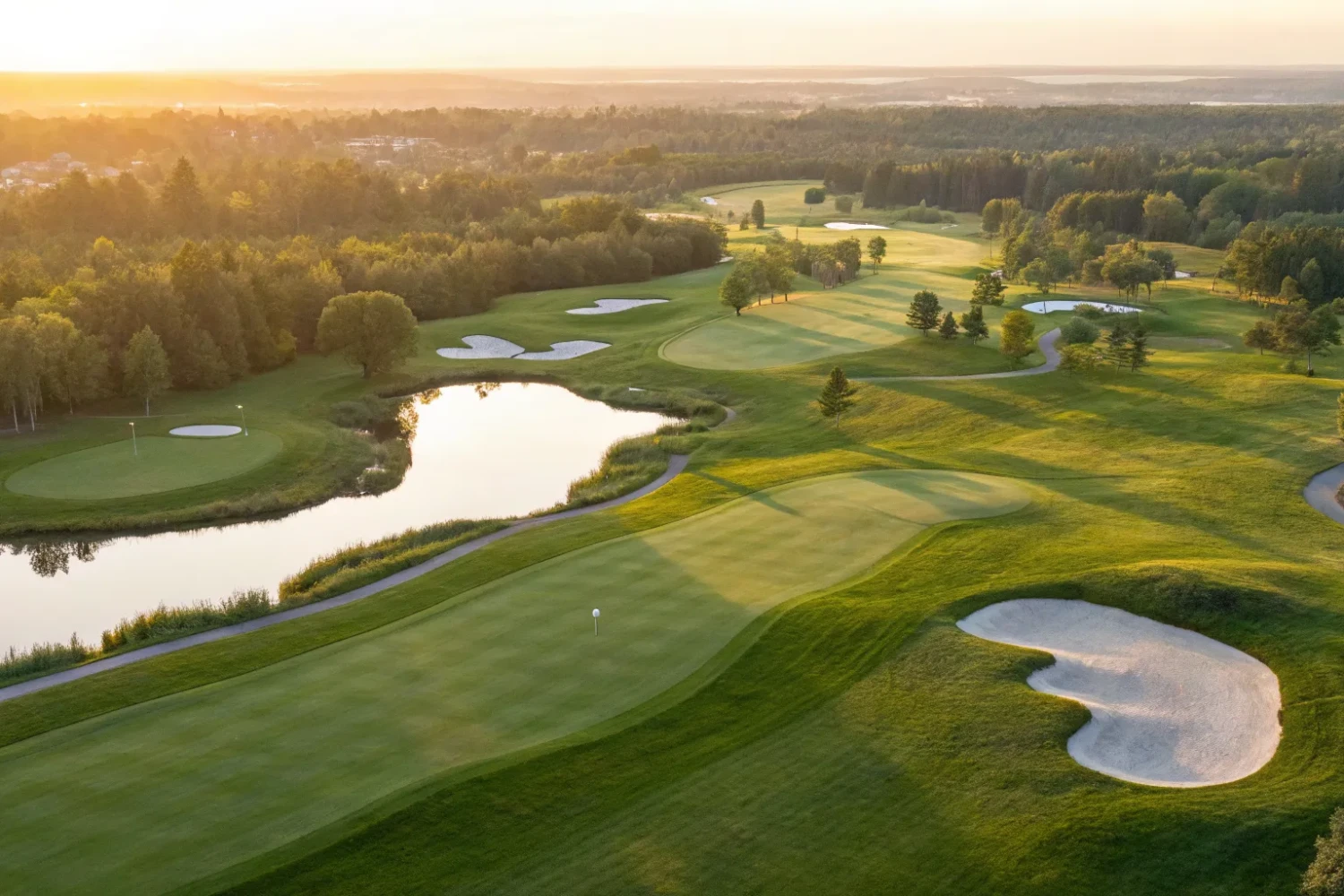 Aerial view of a golf course, a primary asset when calculating how much a golf course is worth.
