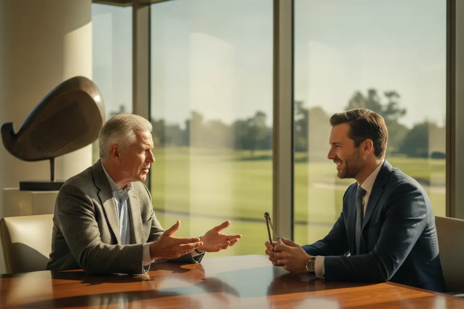 Golf course owner reviewing valuation options with an advisor