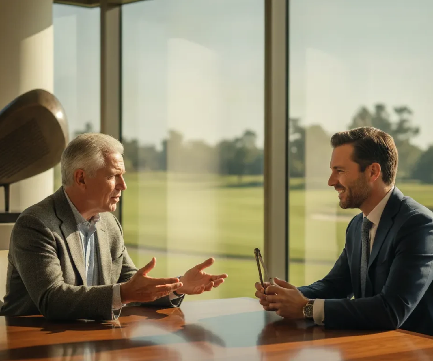 Golf course owner reviewing valuation options with an advisor